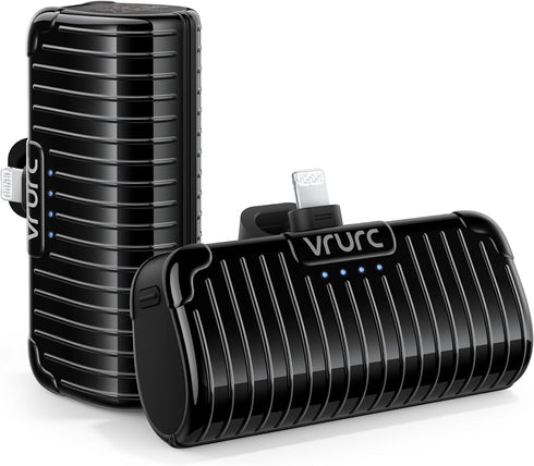 VRURC Mini Portable Charger for iPhone, 2-Packs Power Bank with Built in Cable Small & Compact Cute Phone Battery Pack Compatible with iPhone 14/1...