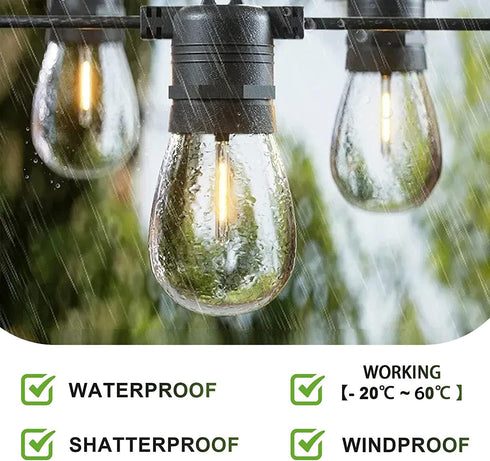 Jslinter 24-Pack LED 1W String Light Bulbs, S14 Plastic Shatterproof Edison Vintage Style Replacement 1 Watt Outdoor 2200K, Waterproof, Warm White...