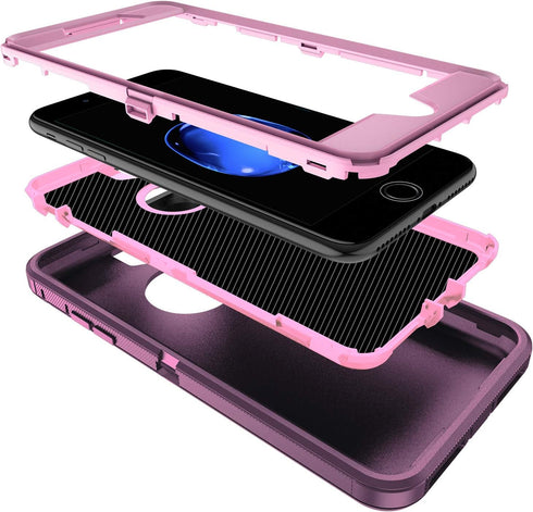 for iPhone 8 Case,iPhone 7 Case,Built-in Screen Protector, Shockproof 3-Layer Full Body Protection Rugged Heavy Duty High Impact Hard Cover Case f...
