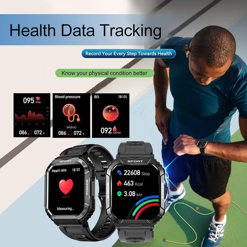 Smart Watches for Men, 1.83" Waterproof Fitness Watch Bluetooth Call Smartwatch for Android iOS Phones with Heart Rate Step Counter - Tactical Out...