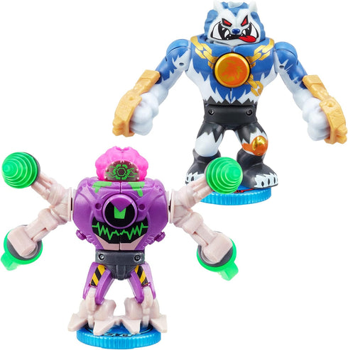 Akedo - Ultimate Arcade Warriors Battle Giants Versus Pack - Drillborg VS Alphawolf - Mini Battling Action Figures Ready, Fight, Split Strike For ...