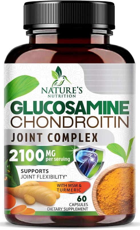 Glucosamine Chondroitin MSM Complex - Joint Support Supplement Turmeric & Boswellia, Triple Strength Glucosamine Capsules - Support for Joint Heal...