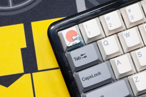 KPREPUBLIC Novelty allover dye subbed Keycaps Japanese Wave Whale and Sun ESC spacebar pbt for Gaming Mechanical Keyboard cherry profile (SunWhale...