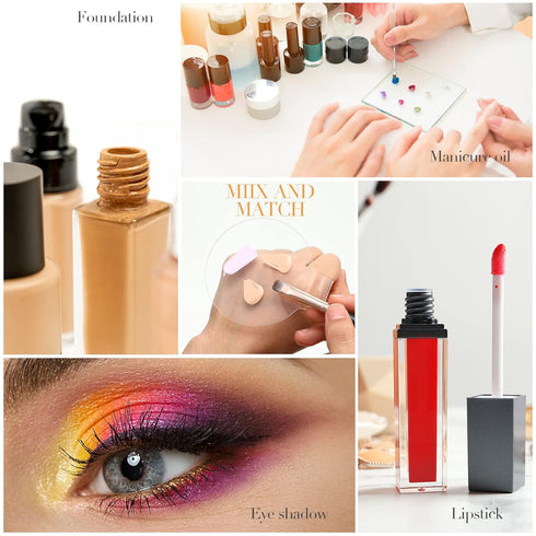 Makeup Mixing Palette 2 Pieces Handheld Makeup Mixing Tray Acrylic Foundation Mixing Tray Clear Foundation Palette Eyeshadow Makeup Hand Palette C...