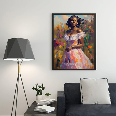 MANUKS 5D Diamond Painting Kit African Women Full Drill by Number Kits, Diamond Art African Woman Paint with Diamonds Black Woman Embroidery DIY C...