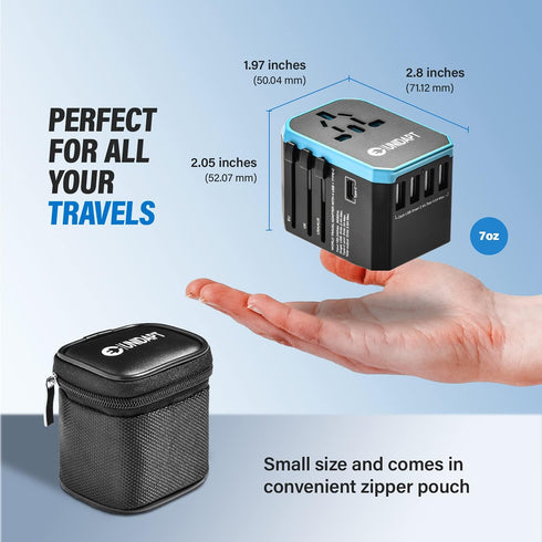 Universal Travel Adapter, Unidapt International Plug Adapter, 5.6A Smart Power 3.0A 4 USB 1 Type C, Power Adapter Travel Charger, Outlet Converter...
