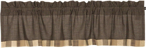 VHC Brands Kettle Grove Window Curtain, Valance Block Border, Black, 16x72...