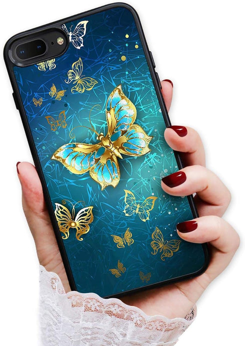 for iPhone 8, iPhone 7, iPhone SE 2 (2020), Art Design Soft Back Case Phone Cover, HOT12154 Blue Butterfly...