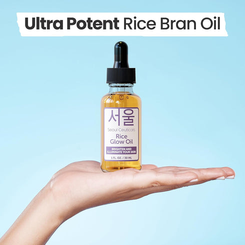 SeoulCeuticals Rice Bran Oil for Skin - Korean Skin Care Facial Glow Oil With Squalane & Vitamin E - Cruelty Free K Beauty Skincare for Glass Skin...