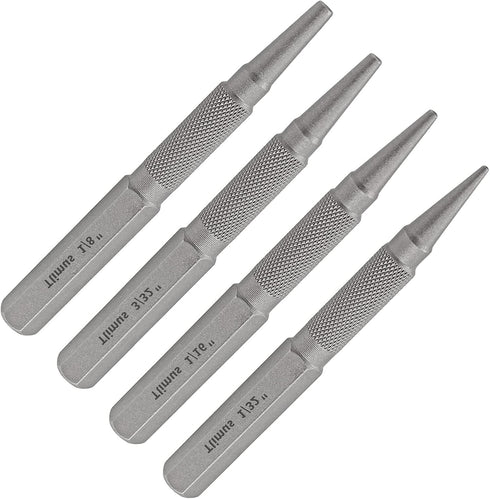 4pcs Nail Setter Punch, 1/32 1/16 3/32 1/8 Inch Center Punch Set, Nail Punch Kit Nail Driver Tool...