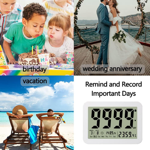Digital Countdown Days Timer Clock- 9999 Days Count Down Timer with Stand Strong Magnetic Back for Retirement Wedding Vacation Birthday Exam Lab K...
