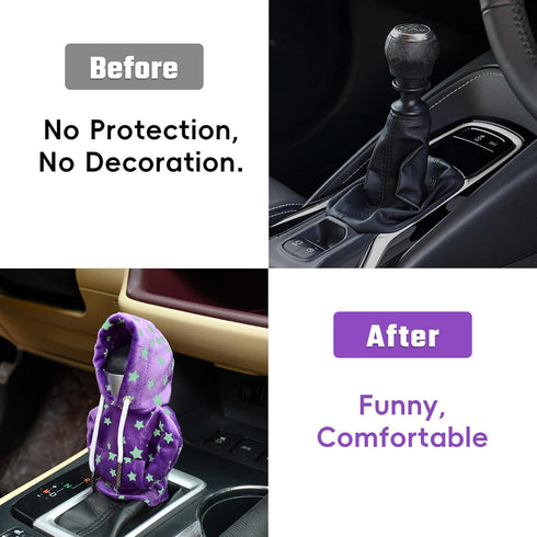 Gear Shift Hoodie Mini Sweater Hoodie Upgrade Star Glow in The Dark Shift Knob Cover Universal Funny Car Shifter Cover Gear Stick Hoodie, Purple, ...