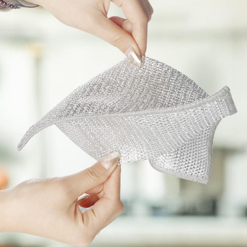 Double Layer Multifunctional Non-Scratch Wire Dishcloth, Steel Wire Dish Towel, Multipurpose Wire Dishwashing Rags for Wet and Dry, Scrubs & Clean...