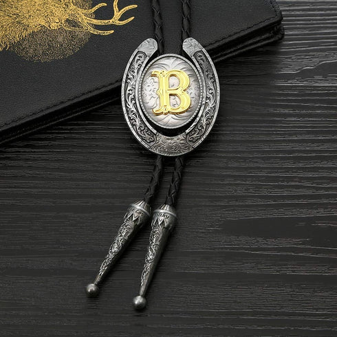 HUABOLA CALYN Vintage Bolo Tie for Men- Initial Letter ABCDMJR to Z Western Cowboy Bolo Tie for Women...