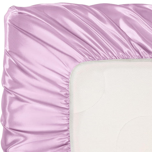 Pro Goleem Satin Soft Crib Sheet Great for Baby with Sensitive Hair Silky Baby Sheet Pink 52’’x28’’x8’’ Fitted Sheet for Girls...