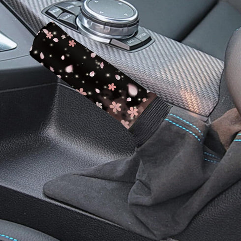 Cherry Blossoms Car Gear Shift Knob Cover with Handbrake Cover, Universal Fit 2 Piece Vehicles Handbrake Cover Gear Shift Knob Cover Set for SUV V...