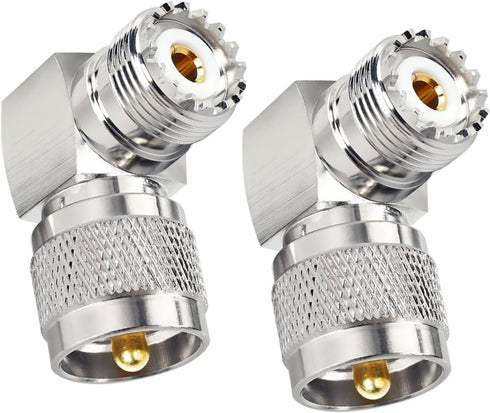 CESS UHF Right Angle Adapter L Shape 90 Degree RF Coax Connector for CB Radio, Nickel-Plated Housing, PL259 Male to SO239 Female, Gold-Plated Pin ...