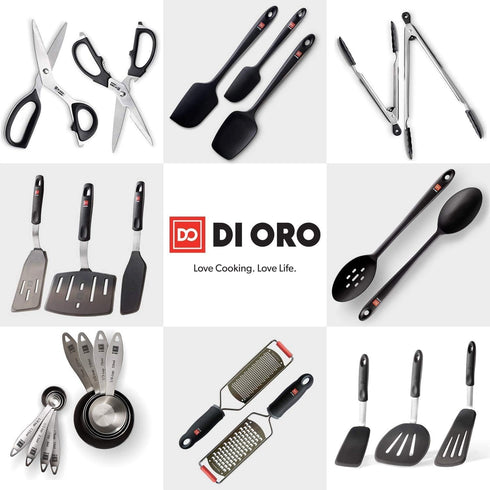 DI ORO Silicone Fish Spatula - for Nonstick Cookware - Fish Turner Spatula 600°F Heat-Resistant BPA Free - Slotted for Cooking - Non Stick Thin Eg...