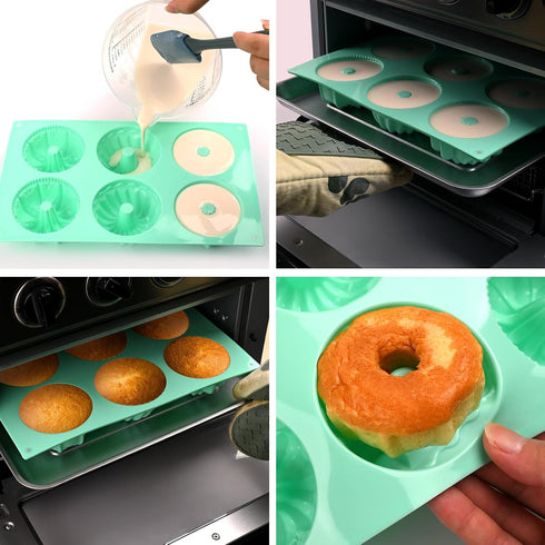 2 Pcs Mini Bundt Cake Pan, 6-Cavity Fluted Tube Cake Pan, Non-stick Silicone Baking Mold for Cupcakes, Donuts, Cornbread, Brownies, Jellies...
