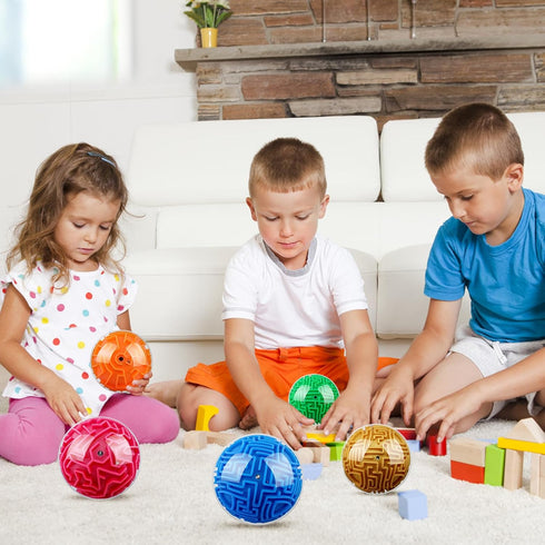 4 Inch Maze Ball 3D Gravity Cube Maze Ball Memory Sequential Ball Maze Puzzle Toy Gifts for Kids Teens Students Adults Carnival, Educational Chall...