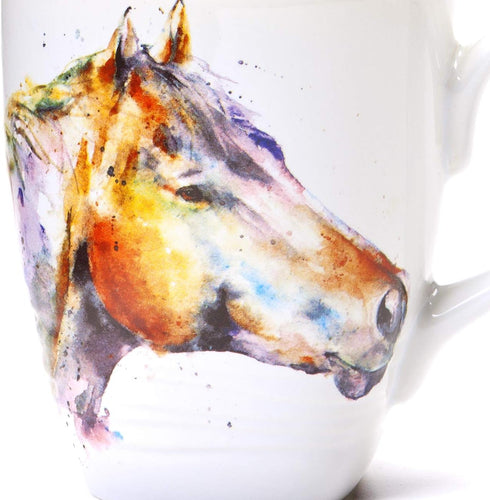 DEMDACO Dean Crouser Horse Head Watercolor Brown On White 16 Ounce Glossy Stoneware Mug With Handle...