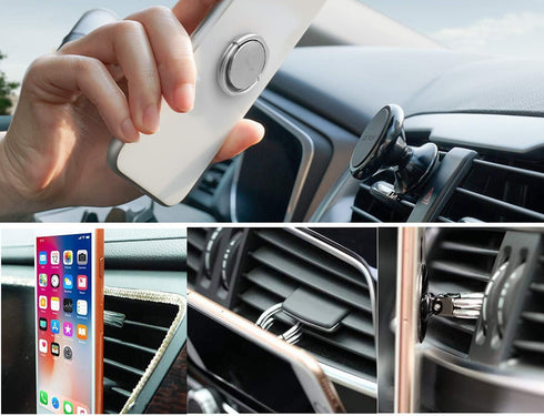 AirFly Phone Finger Ring Holder, 4 in 1, Universal Metal Phone Ring, Table Stand Kickstand, Car Vent Mount, Finger Grip Compatible All Smartphones...