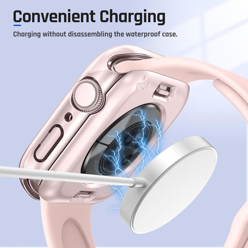 Goton 2 in 1 Waterproof Case for Apple Watch Screen Protector 40mm SE 2nd Gen Series 6 5 4 SE, 360 Protective Glass Face Cover Bumper + Back Frame...