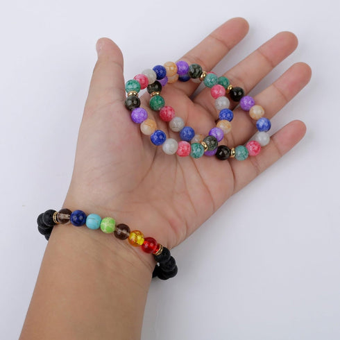(4PCS) Handmade Healing Crystals Beads Bracelet Set - Elastic Yoga Bangle from Gemstones & Stones - Ideal for Positive Energy, 7 Chakra Balance - ...