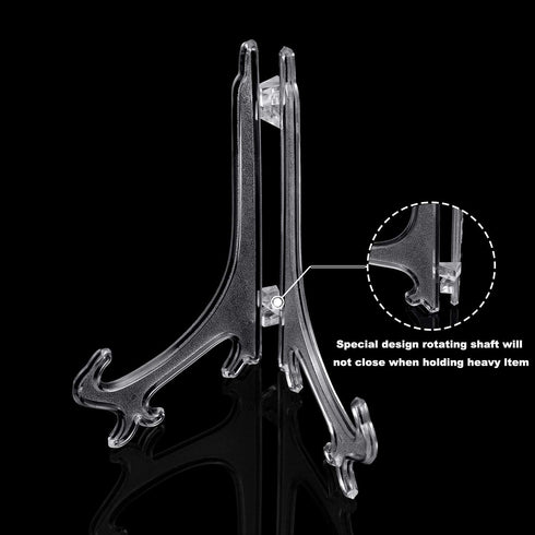 6-Pack Plastic Easels, 4/6/8 Inches Clear Easel Display Stand/Plate Holders to Display Pictures, Items...