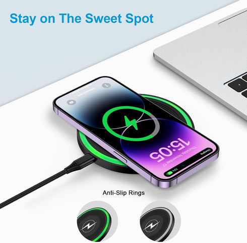 Fast Samsung Wireless Charging Pad for Samsung Galaxy Z Fold6 Z Flip6 S24 Ultra S23 S22, 15W 2-Pack Android Fast Wireless Phone Charger Station fo...