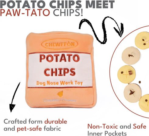 Interactive Dog Toys, Enrichment Snuffle Crinkle Treat Puzzle Toys for Boredom and Stimulating, Nose Work Potato Chips Dog Toy for Small, Medium a...