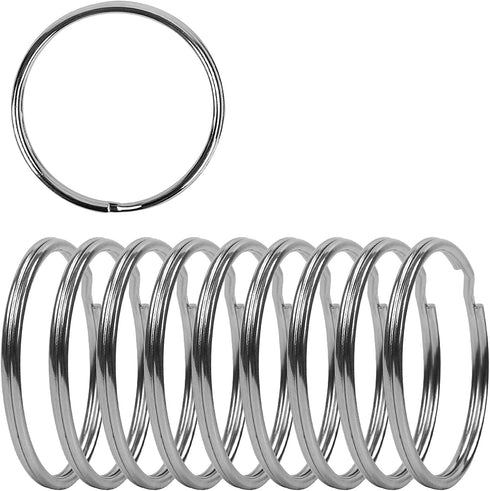 3 Inch Flat Key Rings - Very Large Split Key Rings - Silver Steel Round Edged Circular Keychain Ring Clips - Sturdy Key Chain Ring Connector (Pack...
