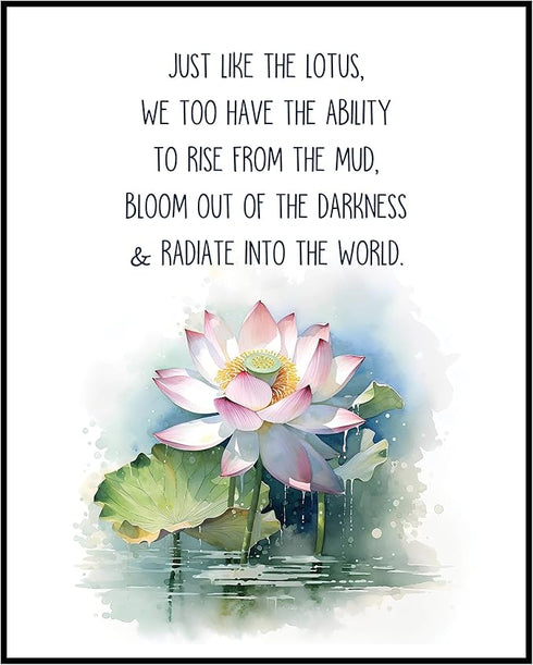 Posterizer 1 pcs-encouraging zen lotus flower positive quote-Floral & Botanical Art-Motivational & Inspirational Art-Decor for Home & Office- UNFR...