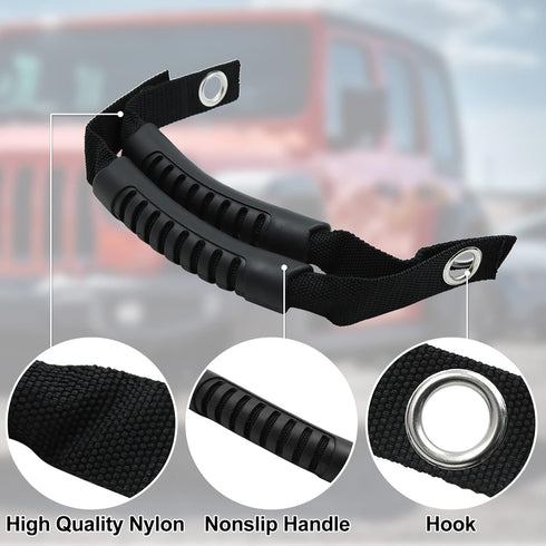X AUTOHAUX 2pcs 12mm 0.47" Black Car Rear Seat Grab Back Headrest Handle Passenger Grip Handles with Hole for Jeep Wrangler 2007-2018...