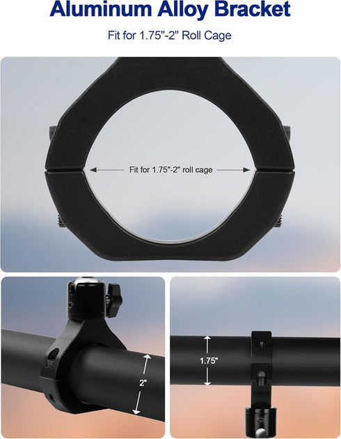 UTV Camera Mount for GoPro & More, Aluminum Bracket Fits 1.75"-2" Roll Cage on Polaris RZR, 360° Rotation UTV Camera Holder Compatible with Insta3...