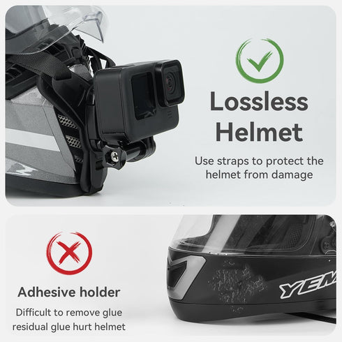 Helmet Mount for GoPro, Motorcycle Chin Strap Attachment with Extension J Hook Dirt Bike Holder Mounting Accessories for Go Pro Max Hero 12 11 10 ...