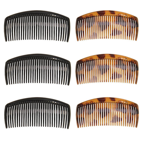 Furling Pompoms Pack of 6 Plastic Side Hair Combs for Women, Wide Tooth Comb for Curly Hair, Hair Clips for Girl Twist Combs Bridal Wedding Hair C...