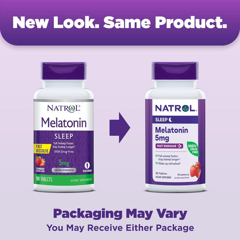 Natrol Sleep Melatonin 5mg Fast Dissolve Tablets, Nighttime Sleep Aid for Adults, 90 Strawberry-Flavored Melatonin Tablets, 90 Day Supply...