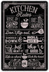 QIONGQI Funny Kitchen Quote Metal Tin Sign Wall Decor Kitchen Rules Sign for Home Kitchen Coffee Shop Decor Gifts...