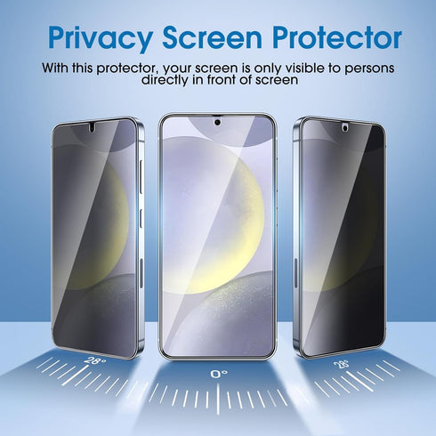 amFilm 2+2 Pack Auto-Alignment for Samsung Galaxy S24+/S24 Plus 6.7" OneTouch Tempered Glass Privacy Screen Protector + Camera Lens Protector, 30 ...