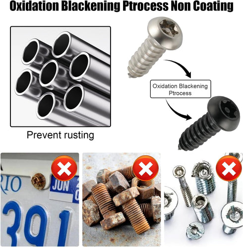 LivTee Anti Theft License Plate Screws Kits for Securing Frames and Covers, M6 (1/4") Tamper Proof Screws, Fastener Nut, Caps Cover for Front Rear...