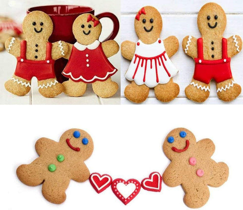 Gingerbread Man and Gingerbread Woman Shaped Cookie Cutters Set of 6 pcs, Stainless Steel Christmas Gingerbread Families Boys and Girls Fondant Cu...