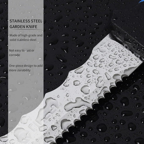 Stainless Steel Garden Knife with 7.8" Blade, Double Side Utility Sod Cutter Lawn Repair Garden Knife with Nylon Sheath (blue)...
