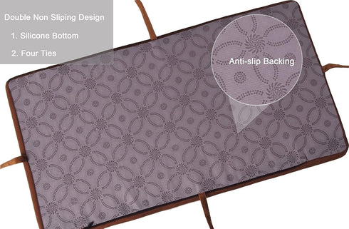 Augld 2 Pack Rectangle Vanity Stool Cushion Washable Non-Slip Makeup Stool with Ties 11.8"x15.7" Grey...