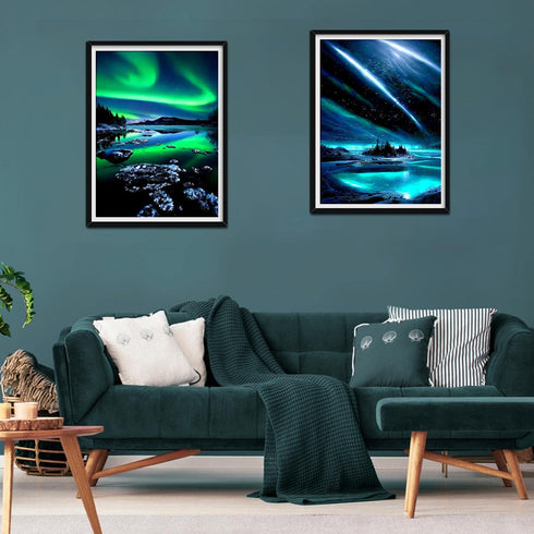 Yunnuo Landscape Diamond Painting Kits for Adults, 5D DIY Diamond Art Kits Scenery, Aurora Diamonds Dots, Northern Lights Paint Gem Art Kit for Ho...