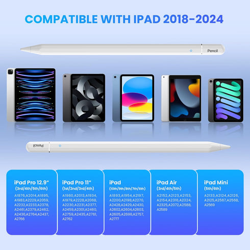 Stylus for iPad 10th Generation, 8 Mins Charge use 12hrs for iPad Pencil 1st Generation,Palm Rejection for iPad 2nd Generation Compatible for iPad...