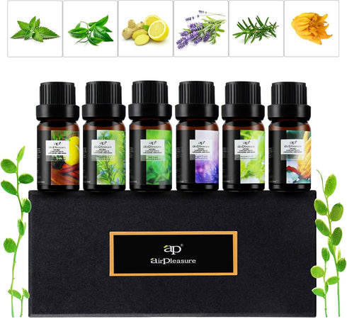 Fresh Essential Oils Set, 6x10ml Aromatherapy Oil Gift Kit for Diffuser, Fragrance, Humidifiers, Air Purifier- Tea Tree, Bergamot, Rosemary, Laven...