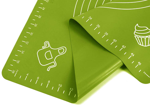 Silicone Baking Mat for Pastry Rolling Dough with Measurements, 19.7" x 15.7" BPA Free Non stick and Non Slip Green Table Sheet Baking Supplies fo...