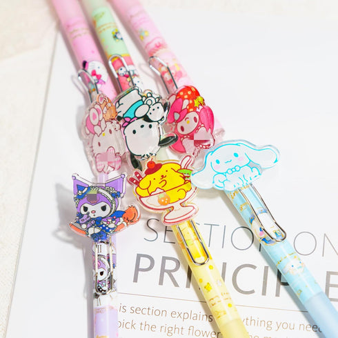 6 Pcs Cartoon Mechanical Pencils Melody Anime Black Pencil 0.5/0.7mm Kitty Kawaii Office School Supplies Cute Cat Stationery with 1 Lead Refill Se...