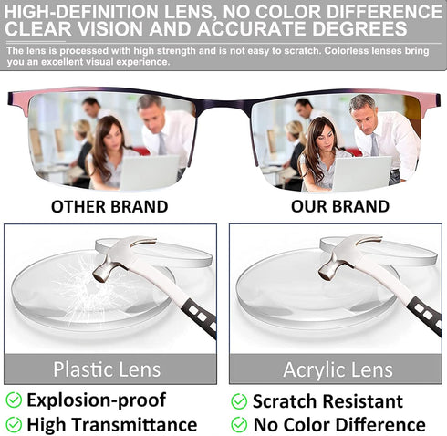 2-Pack Blue Light Blocking Reading Glasses Men Women Spring Hinge Computer Reading Glasses Metal Frame (Mixed Color, 3.5...